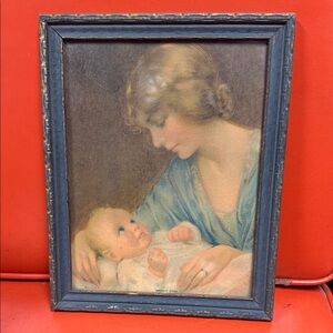 Bright Eyes Vintage Mother and Baby Framed Print - Soft Pastel Portrait